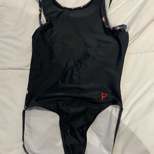 Black One-Piece plum leotard with NJ theme